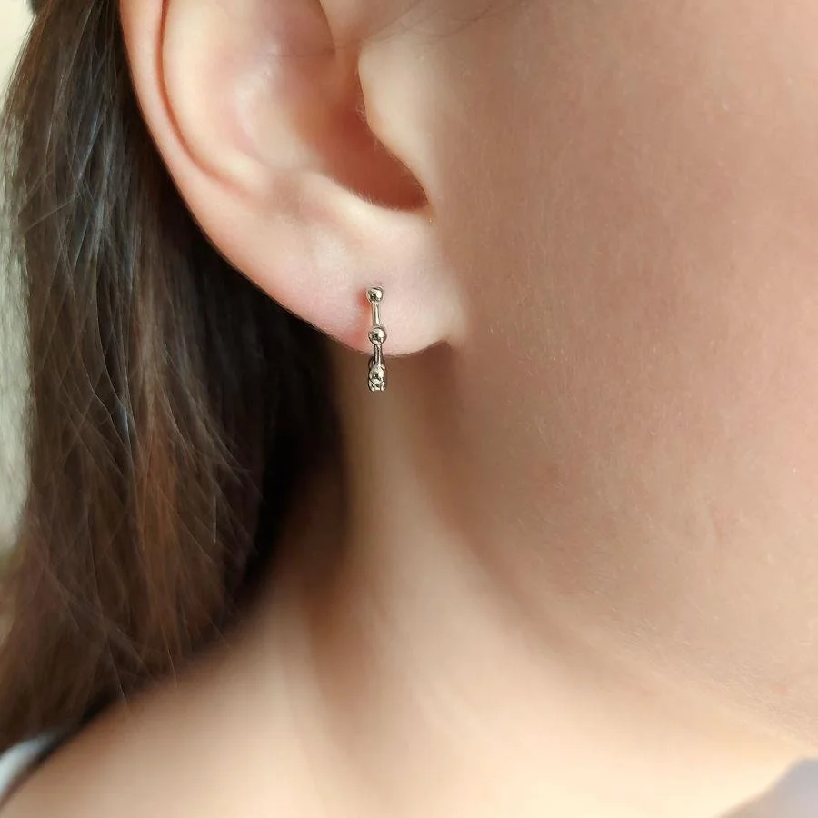 Small Ball Silver Hoop Earrings