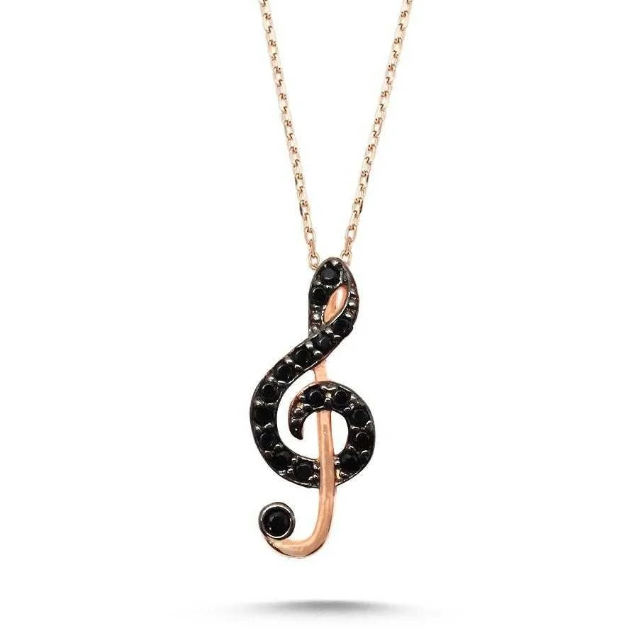 Sol Anahtarı Rose Gümüş Kadın Kolye - 1