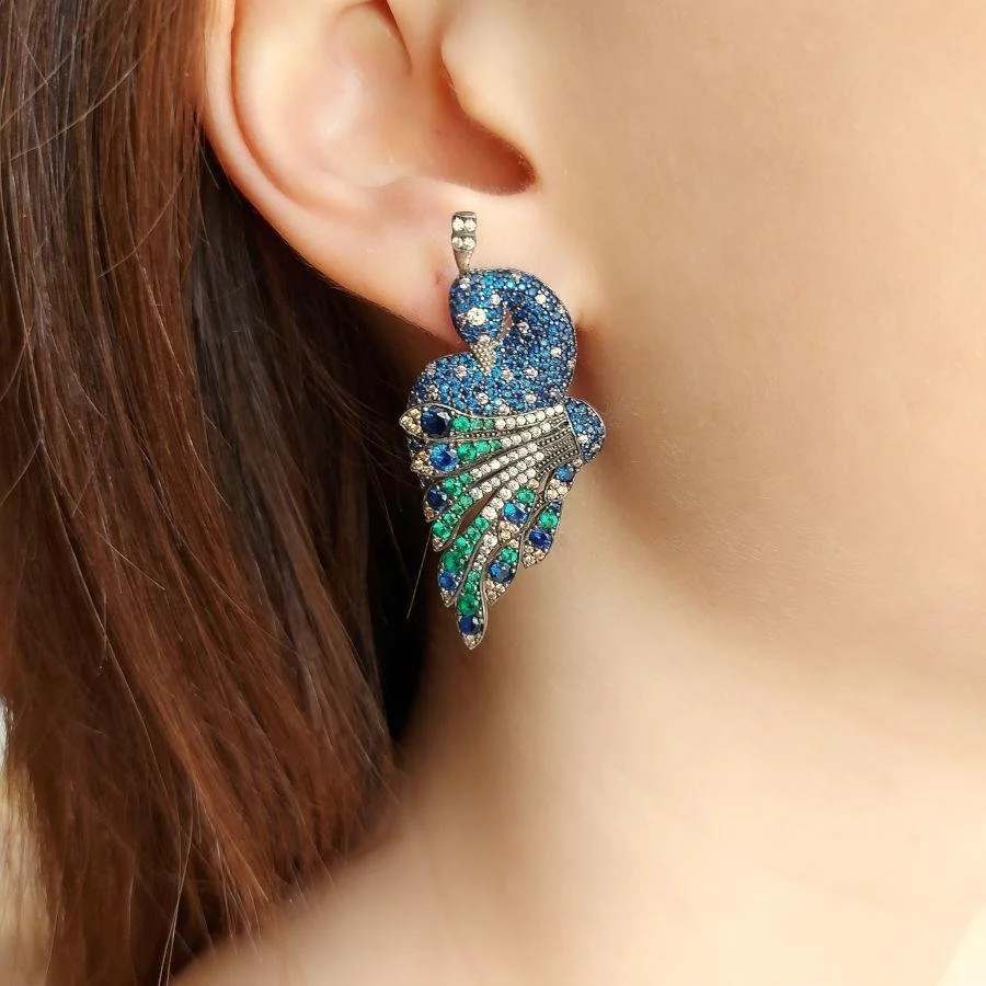  Special Design Colorful Peacock Earrings