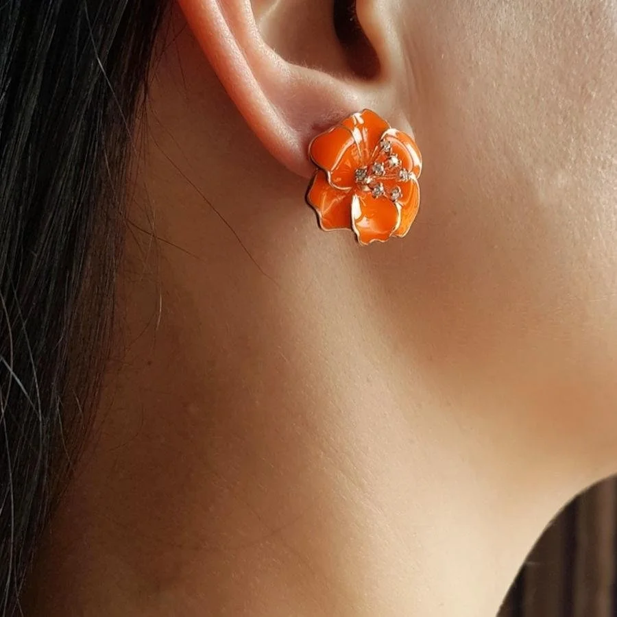  Special Design Neon Orange Violet Earrings