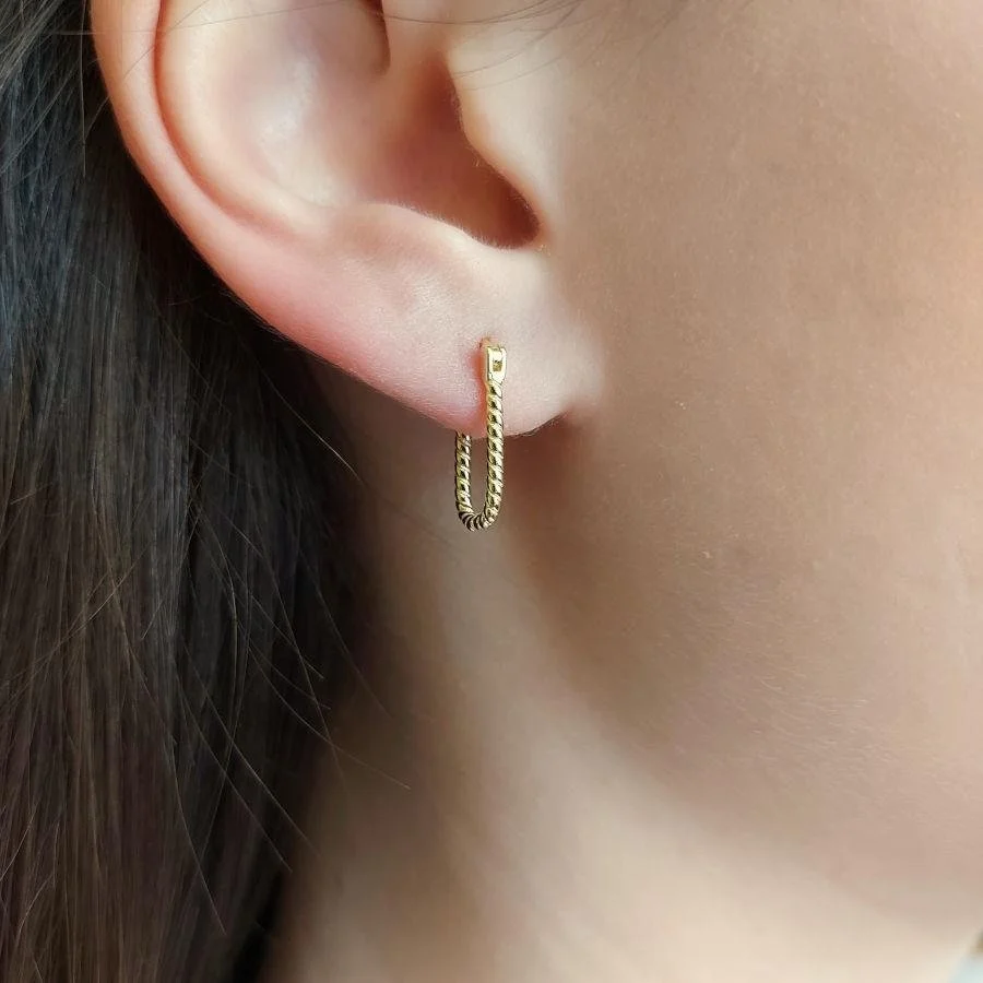 Spiral Rectangle Hoop Earrings