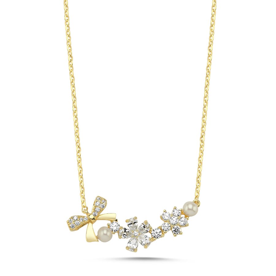 Spring Stone Flower Women's Silver Necklace - CNG Jewels