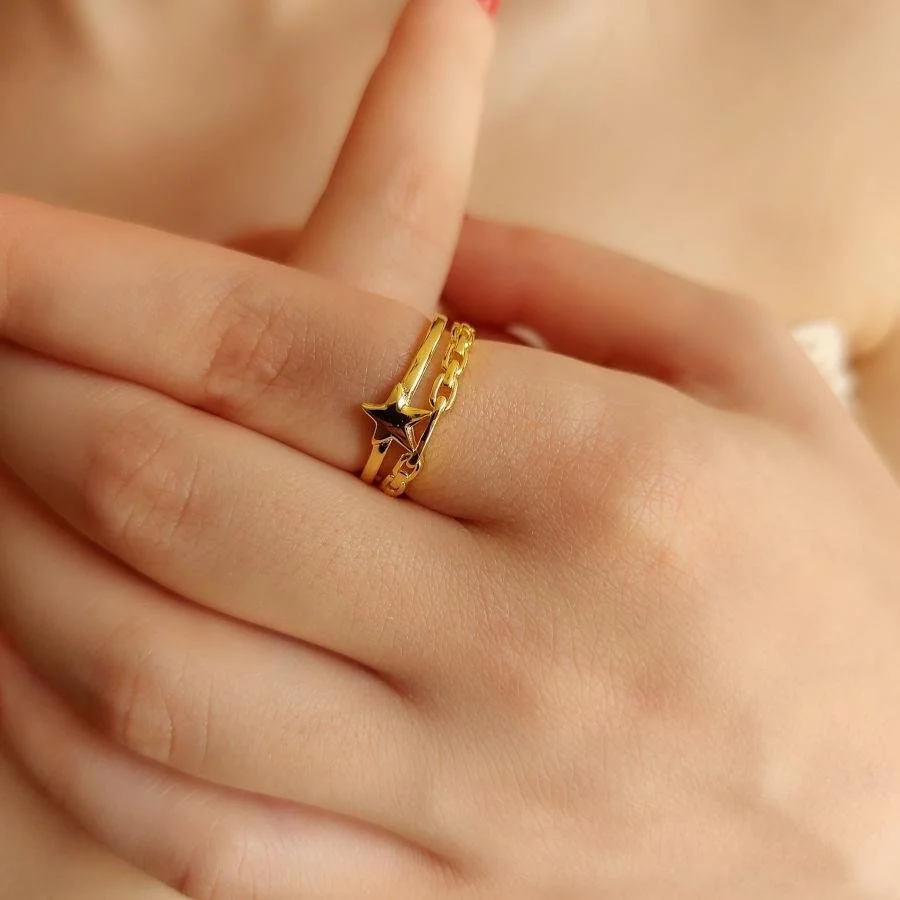 Strella Yıldız Gold Kadın Gümüş Yüzük - 2