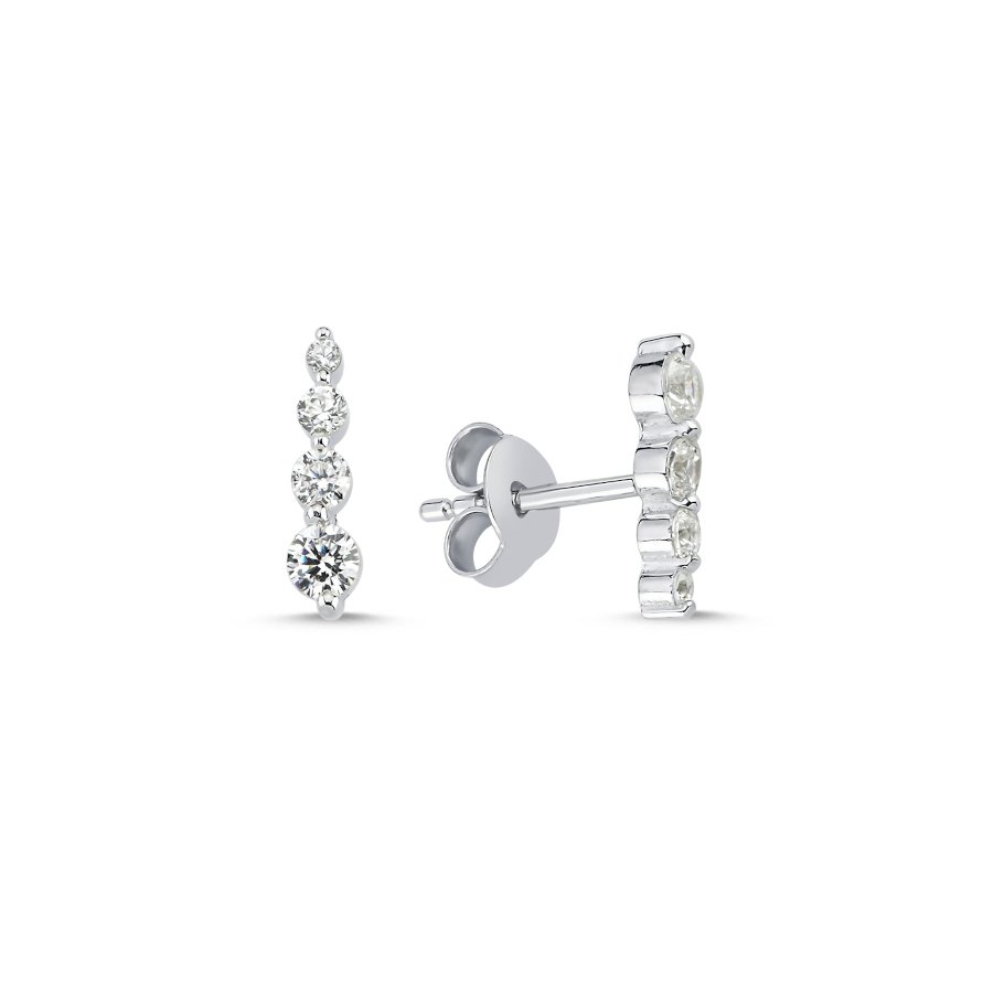 Süzme Taşlı Pimli Minimal Kadın Gümüş Küpe - CNG Jewels