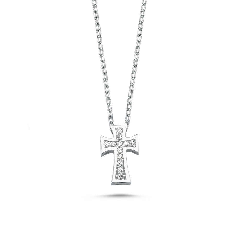 Swarovski Taşlı Haç Gümüş Kadın Kolye - CNG Jewels