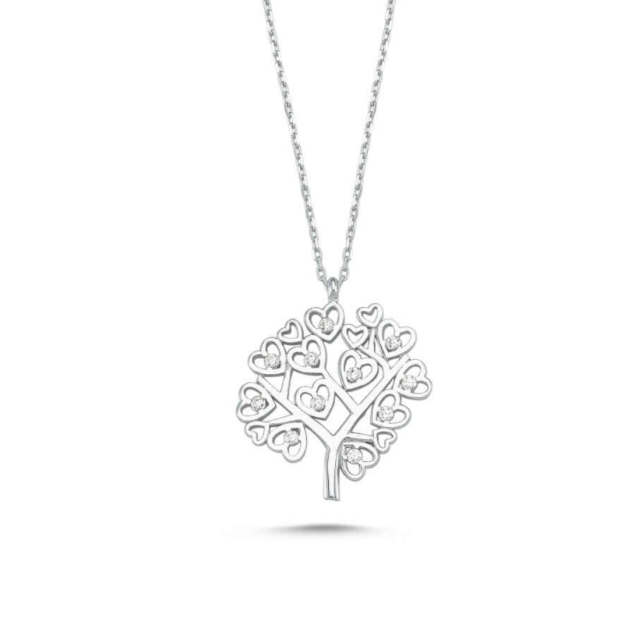 Swarovski Taşlı Hayat Ağacı Gümüş Kadın Kolye - CNG Jewels