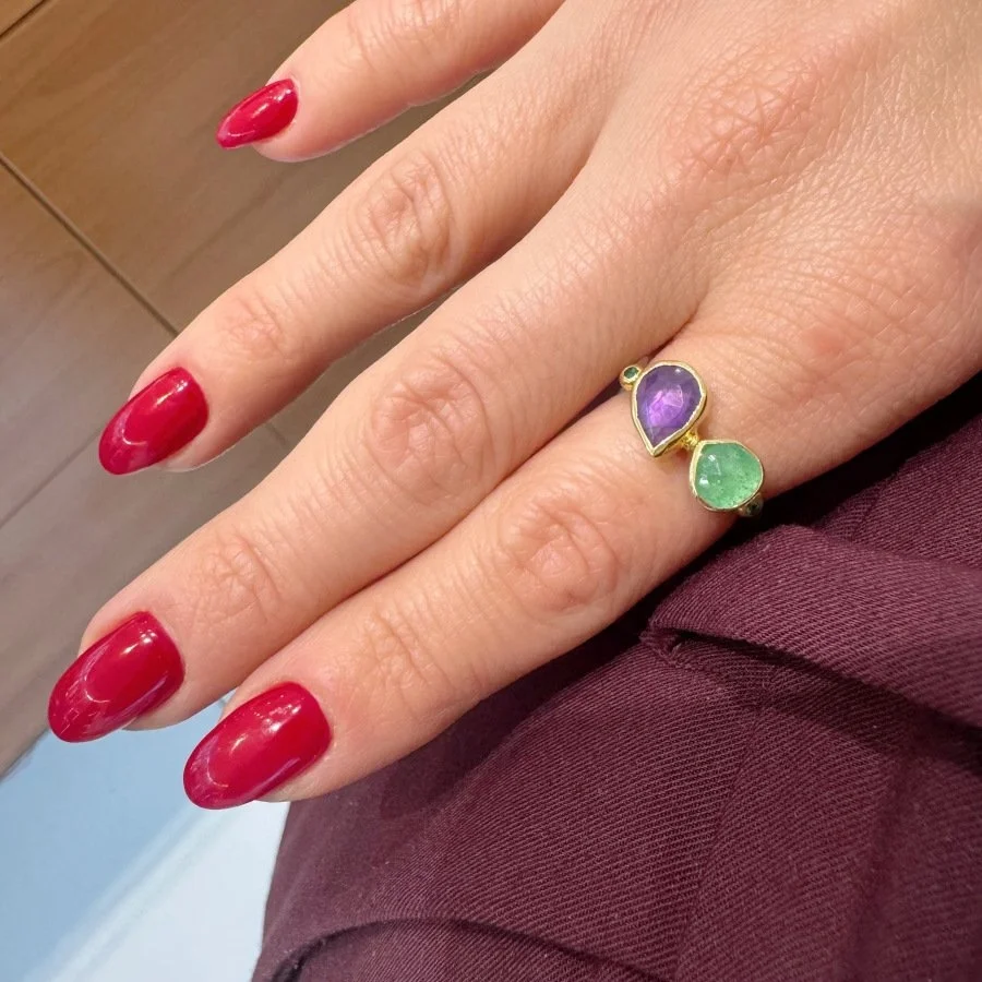 Tasarım Ametist Aventurin Kadın Gümüş Yüzük - 2