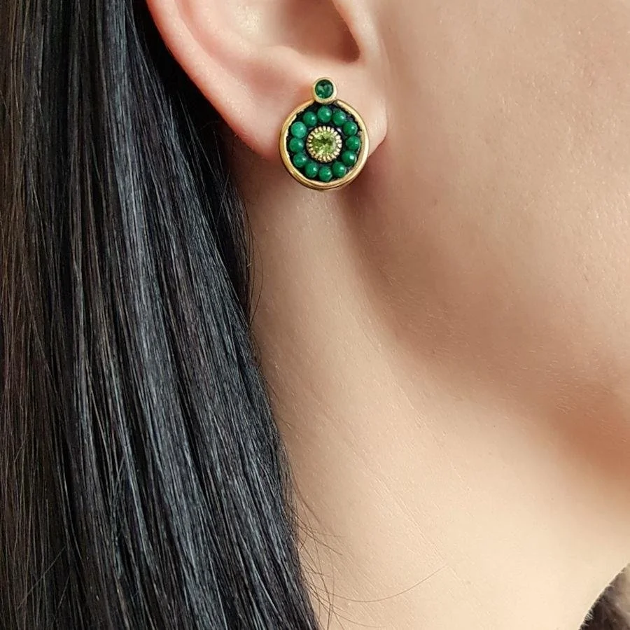 Tasarım El Yapımı Aventurin Peridot Taşlı Gold Gümüş Kadın Küpe - 1