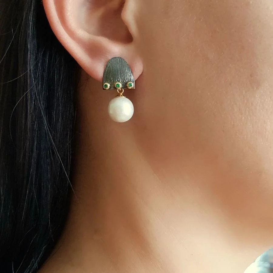 Tasarım Capello Gerçek İncili Gümüş Küpe - 2