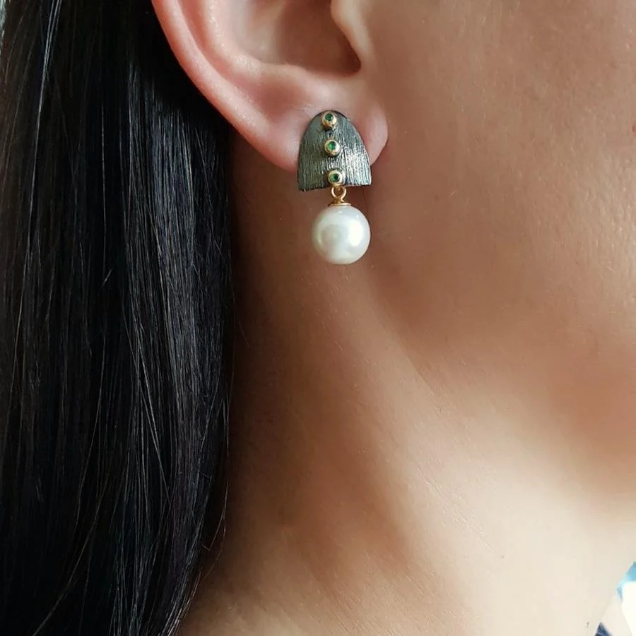 Tasarım Gerçek İncili Capello Gümüş Küpe - 1