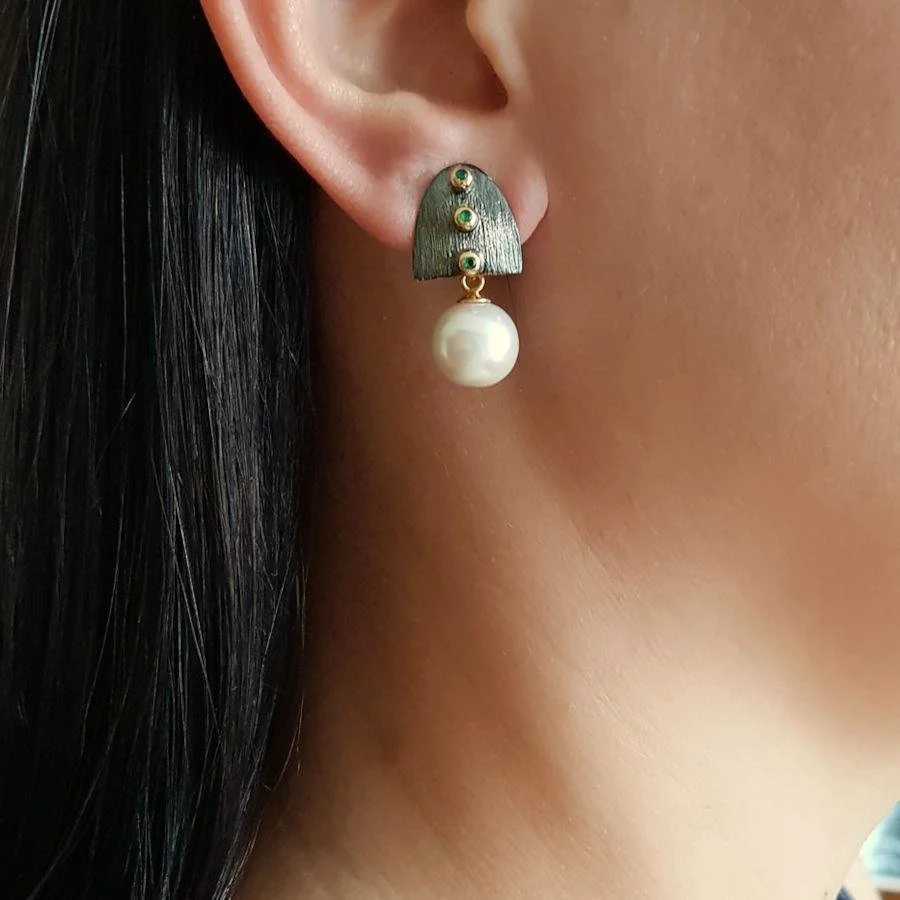 Tasarım Gerçek İncili Capello Gümüş Küpe - 2