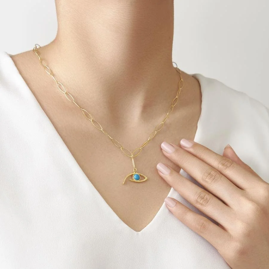 Tasarım Göz Gold Kadın Gümüş Kolye - 2