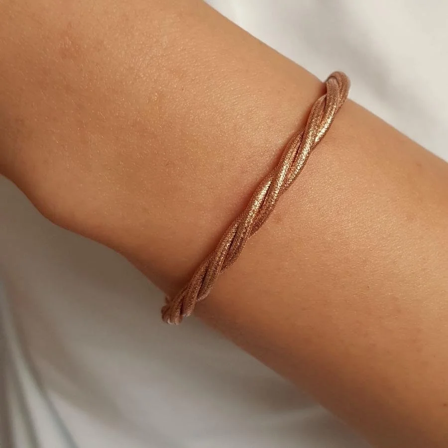 Tasarım Kalın Burgu Rose Kadın Gümüş Bileklik - 1