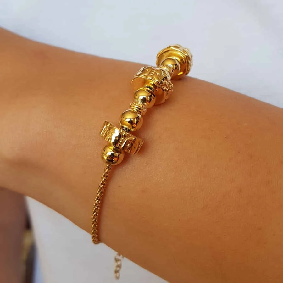 Silver Women's Bracelet with a Cylinder and Ball in the Middle - 1