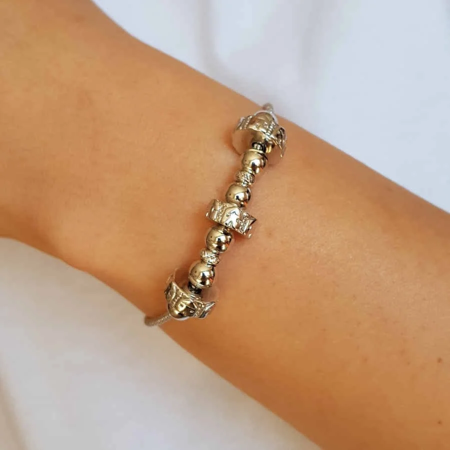 Tasarım Küre Silindir Kadın Gümüş Bileklik - 1