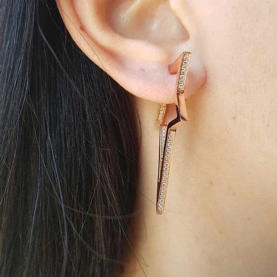 Tasarım Kutup Yıldızı Gümüş Küpe - 2