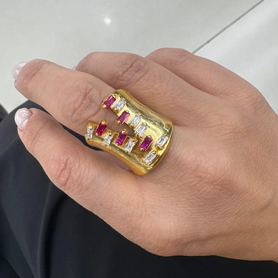 Tasarım Ruby Korse Gümüş Yüzük - 2