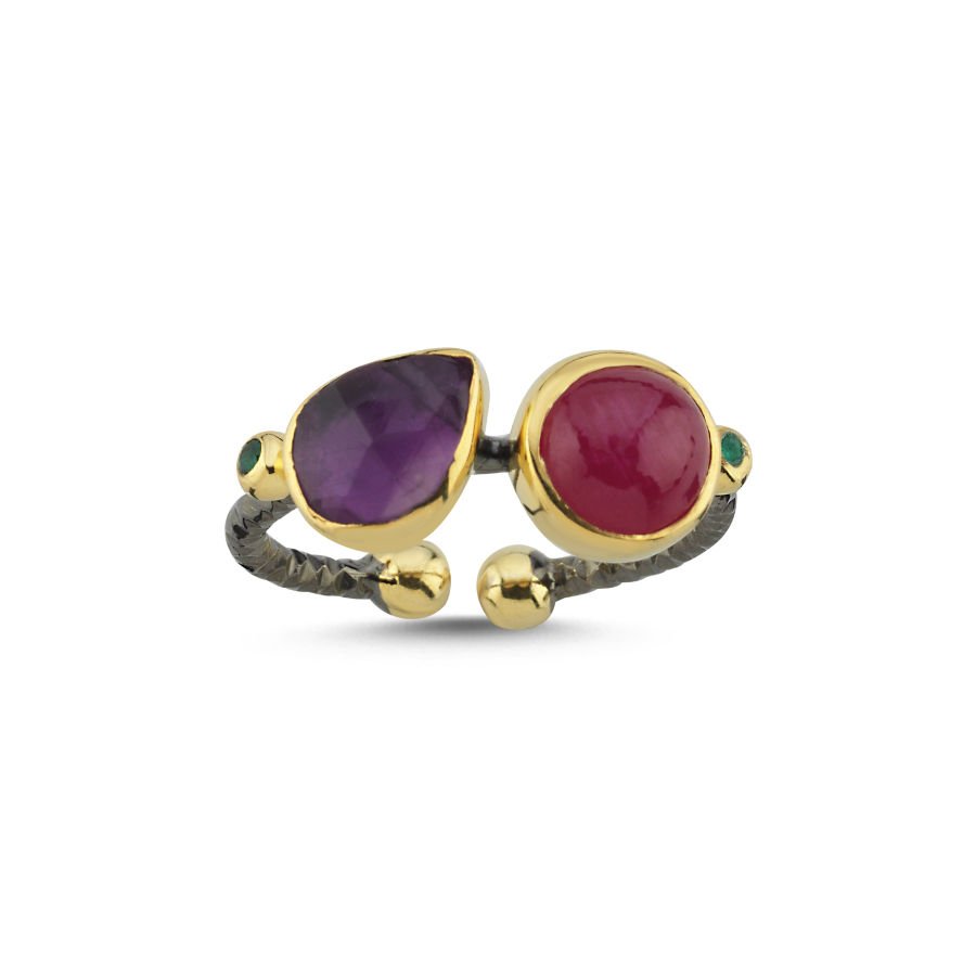 Design Ruby Amethyst Women's Silver Ring - CNG Jewels