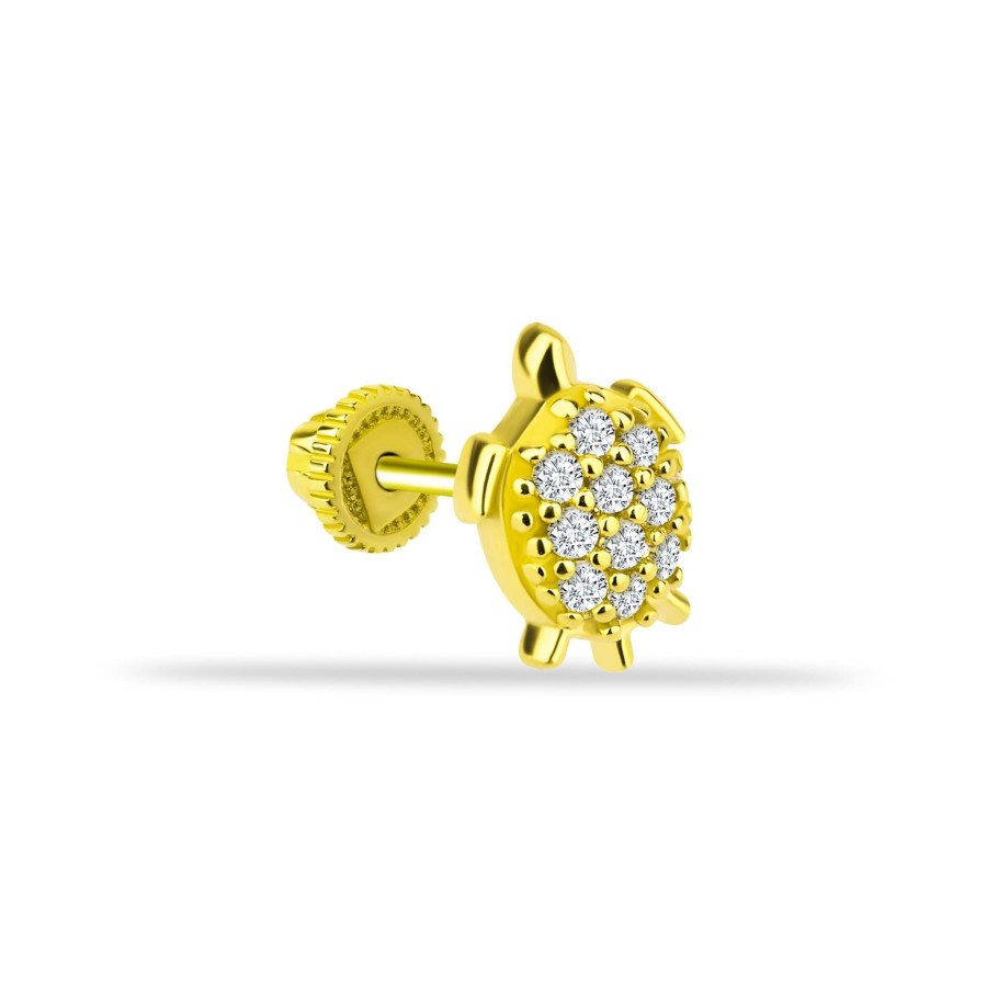 Taşlı Kaplumbağa Altın Helix Piercing - CNG Jewels (1)