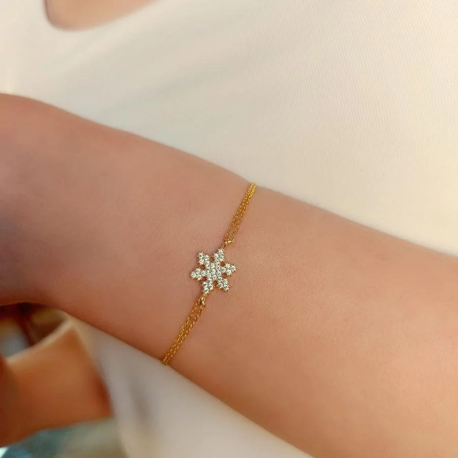 Taşlı Kartanesi Gold Gümüş Kadın Bileklik - 1