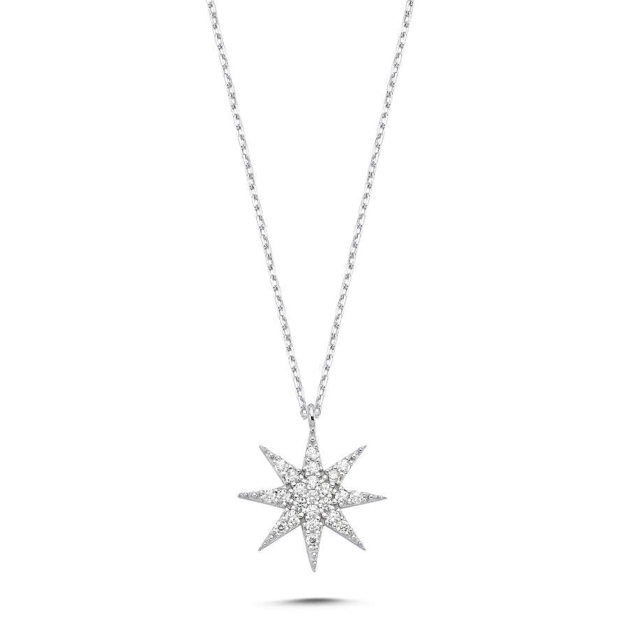 Taşlı Kutup Yıldızı Kadın Gümüş Kolye - CNG Jewels