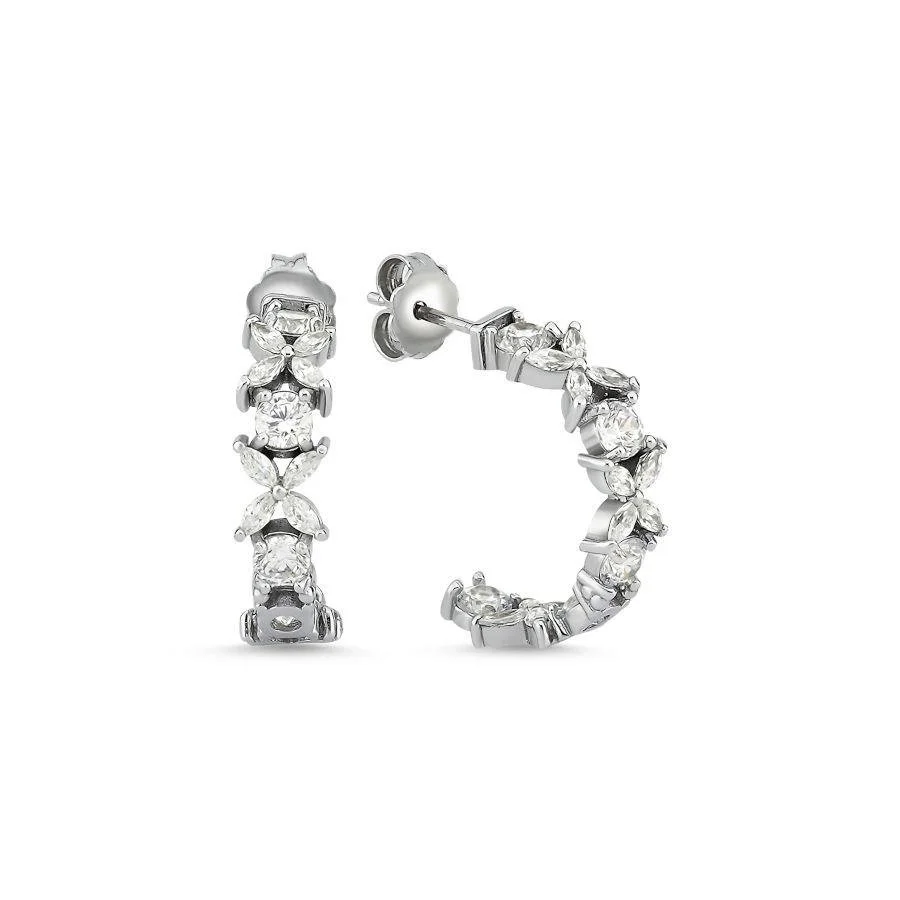 Hoop Marquise Rose Silver Women's Earrings - 1