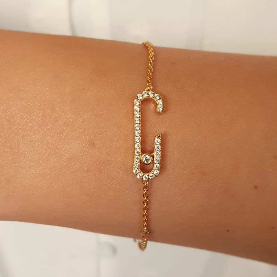 Stone Bracket Gold Women's Silver Bracelet - 1