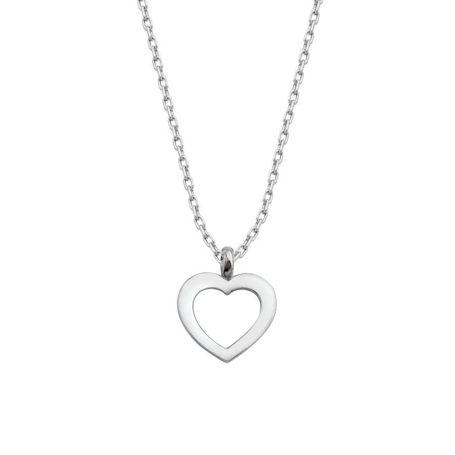 Taşsız Minik Kalp Gümüş Kadın Kolye - 1