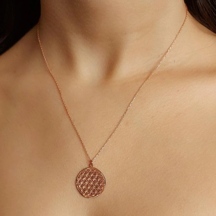 Flower of Life Rose Silver Women's Necklace Without Stone - 1