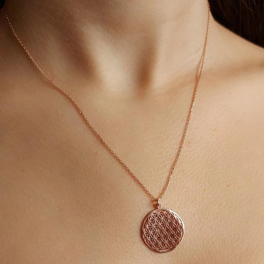 Flower of Life Rose Silver Women's Necklace Without Stone - 2