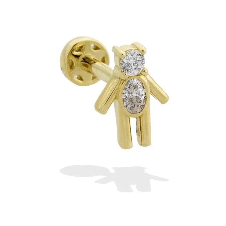 Teddy Bear Ayıcık Altın Tragus Piercing