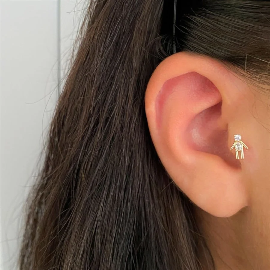 Teddy Bear Ayıcık Altın Tragus Piercing