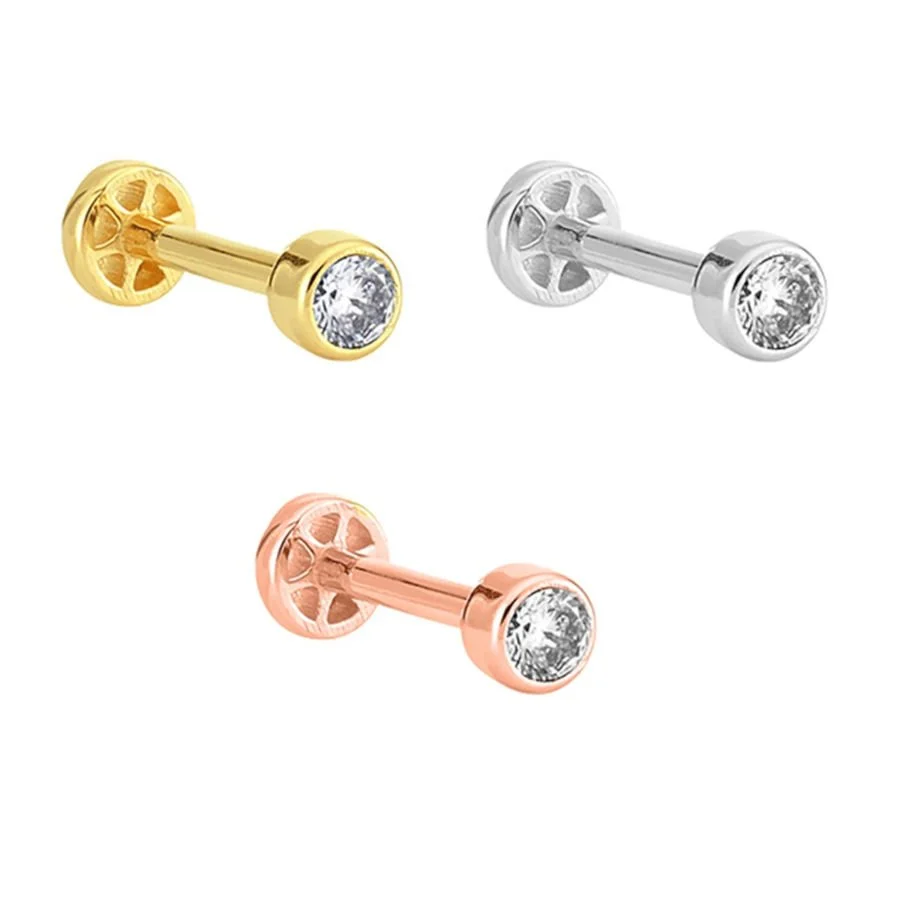 Solitaire Gold Tragus Piercing - 2