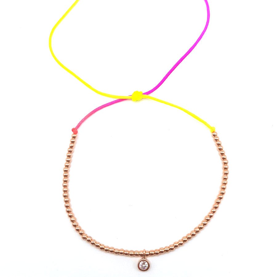 Colorful Neon String Silver Anklet with Solitaire Stone - CNG Jewels