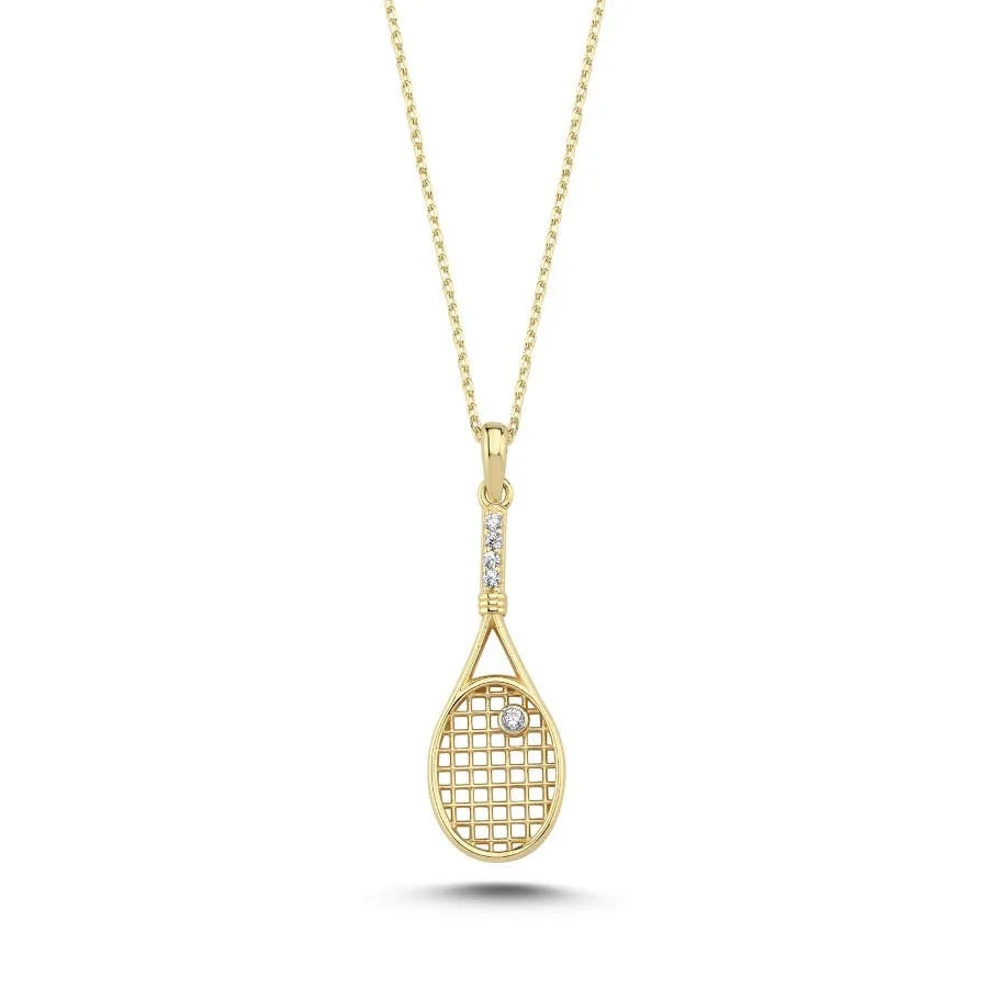 Tennis Racket Gold Necklace