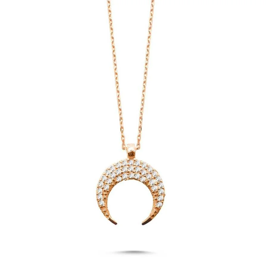 Ters Hilal Gümüş Kadın Kolye - 1