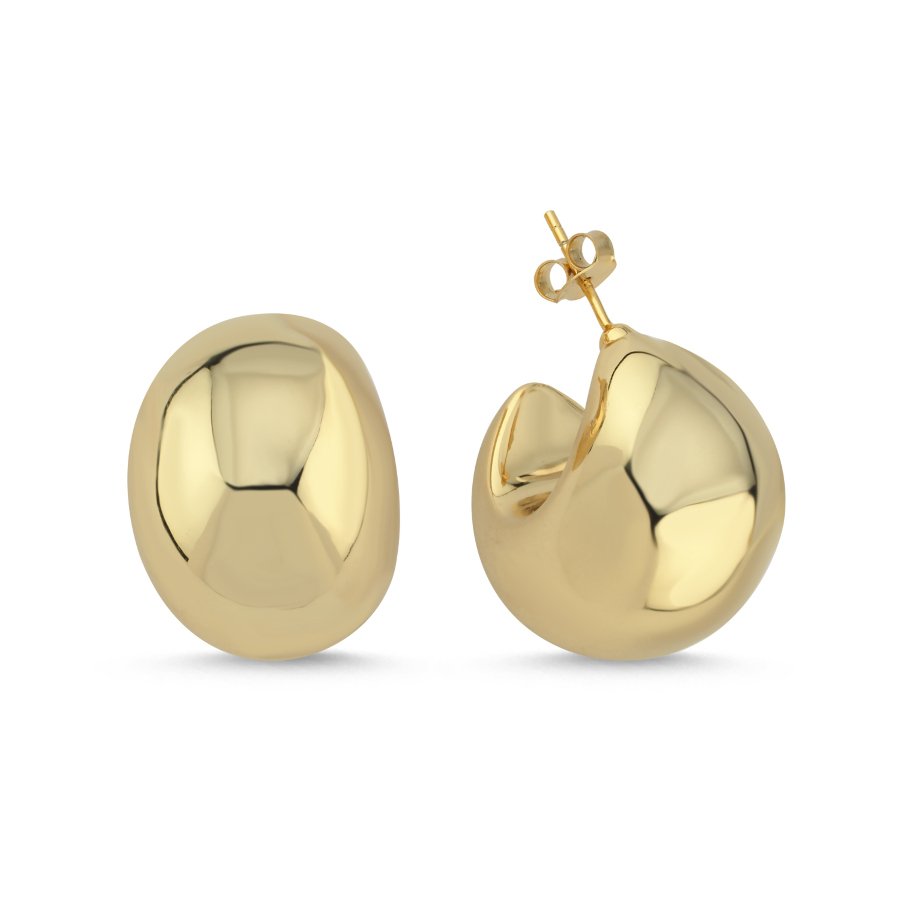 Tombul Halka Gold Kadın Gümüş Küpe - CNG Jewels