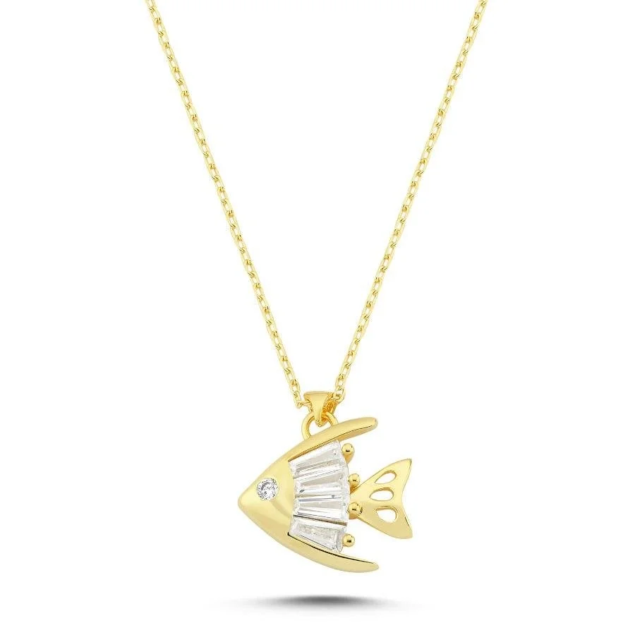 Trapeze Fish Gold Women's Silver Necklace - 1