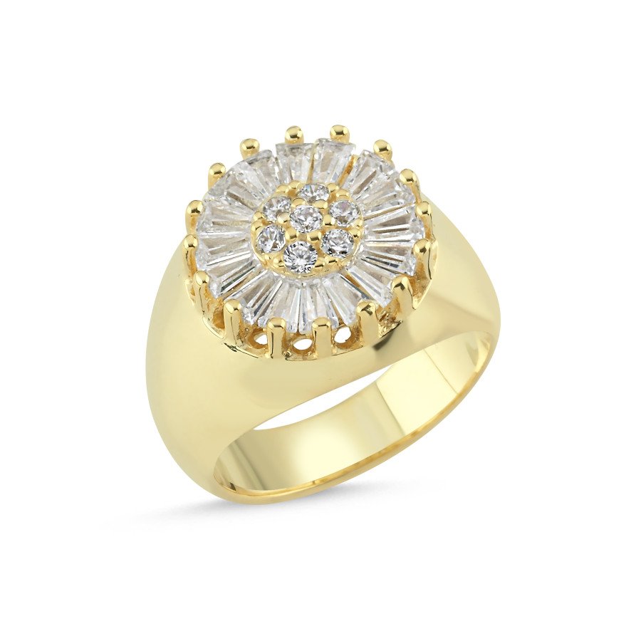 Trapeze Gold Silver Women's Stone Pinkie Ring - CNG Jewels