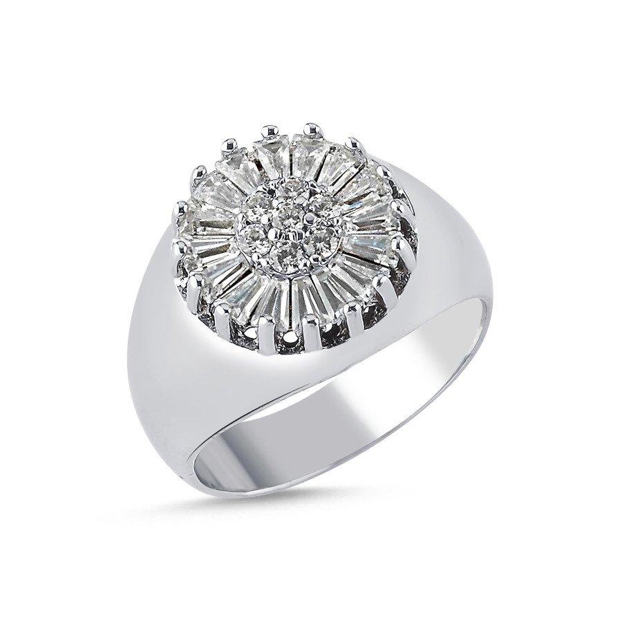 Trapezoidal Stone Silver Women's Pinky Finger Ring - CNG Jewels