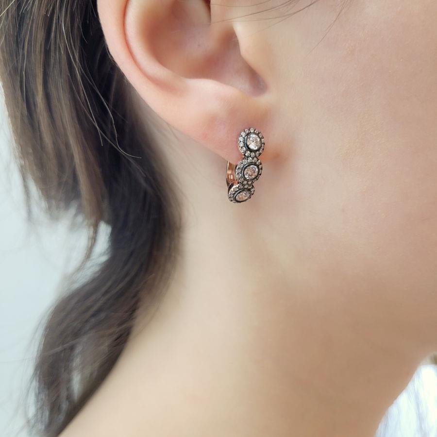 Tria Anturaj Diamond Mounted Silver Women's Earrings - CNG Jewels (1)