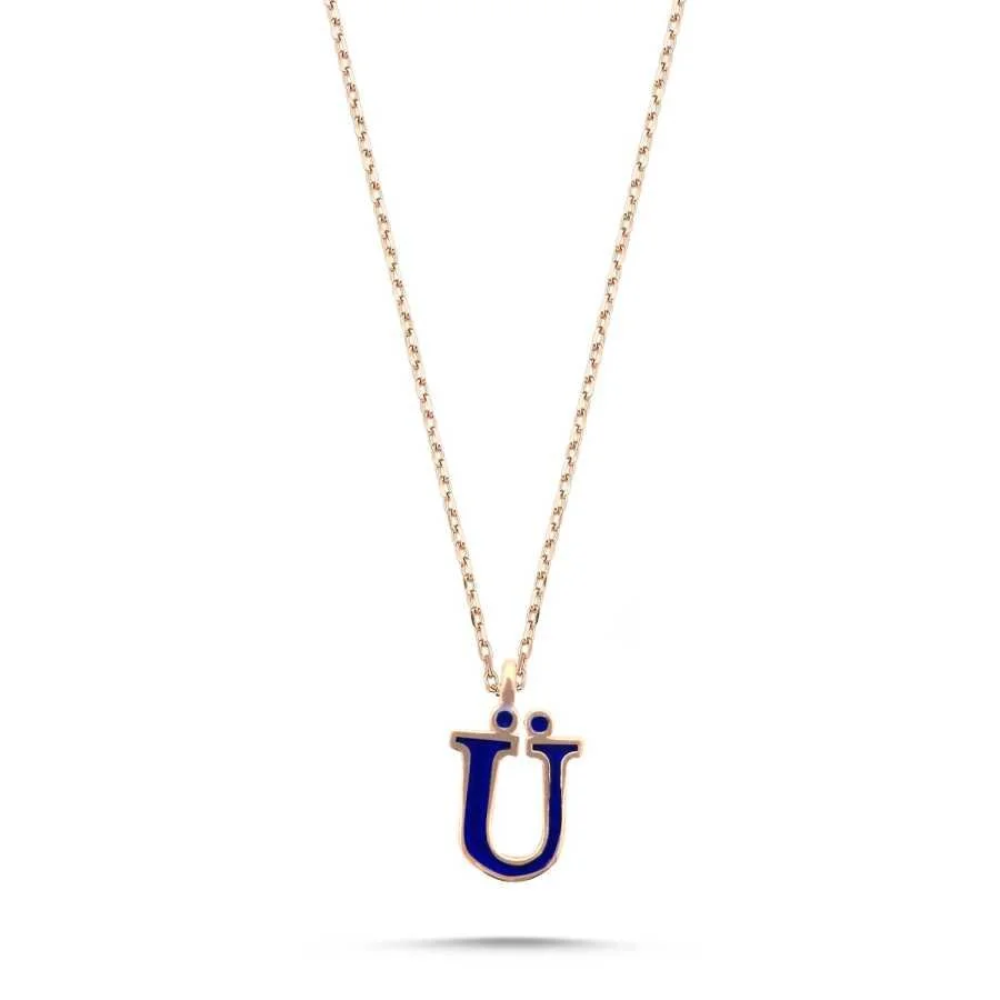Small Letter U Silver Women's Necklace - 1