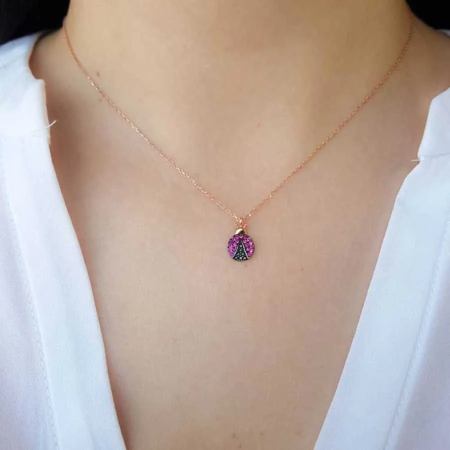 Small Ladybug Silver Women's Necklace - 2