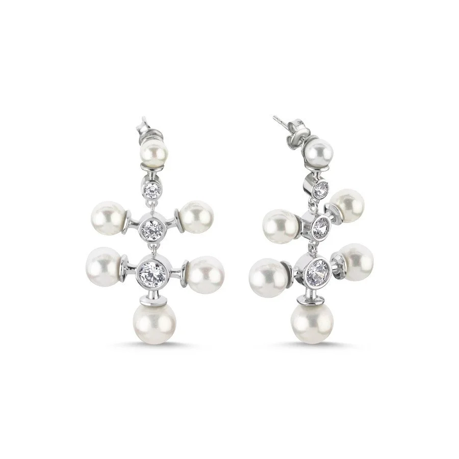 Venüs İnci Kadın Gümüş Küpe - 1