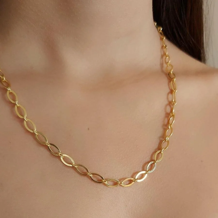 Yassı Forse Gold Gümüş Kadın Zincir - 2