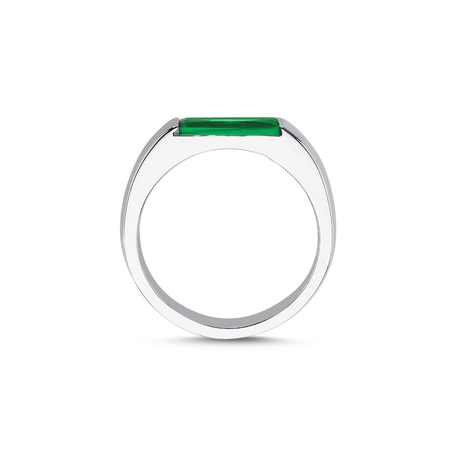 Green Baguette Women's Silver Ring - CNG Jewels (1)