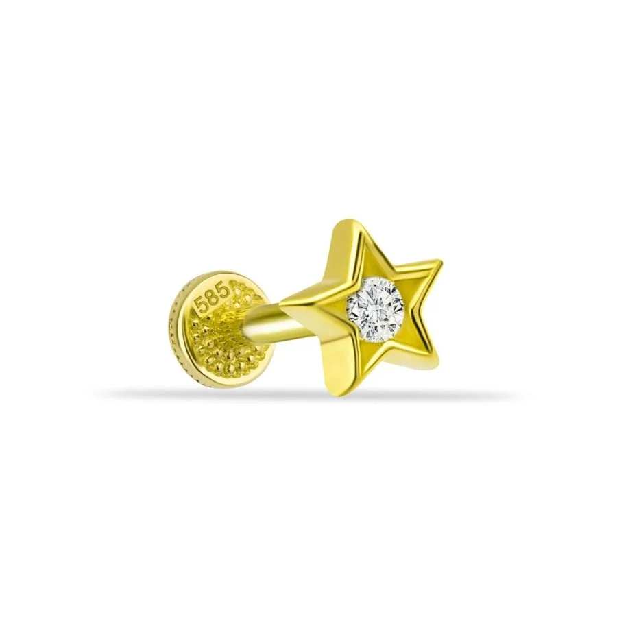 Star Solitaire Gold Tragus Piercing - 1