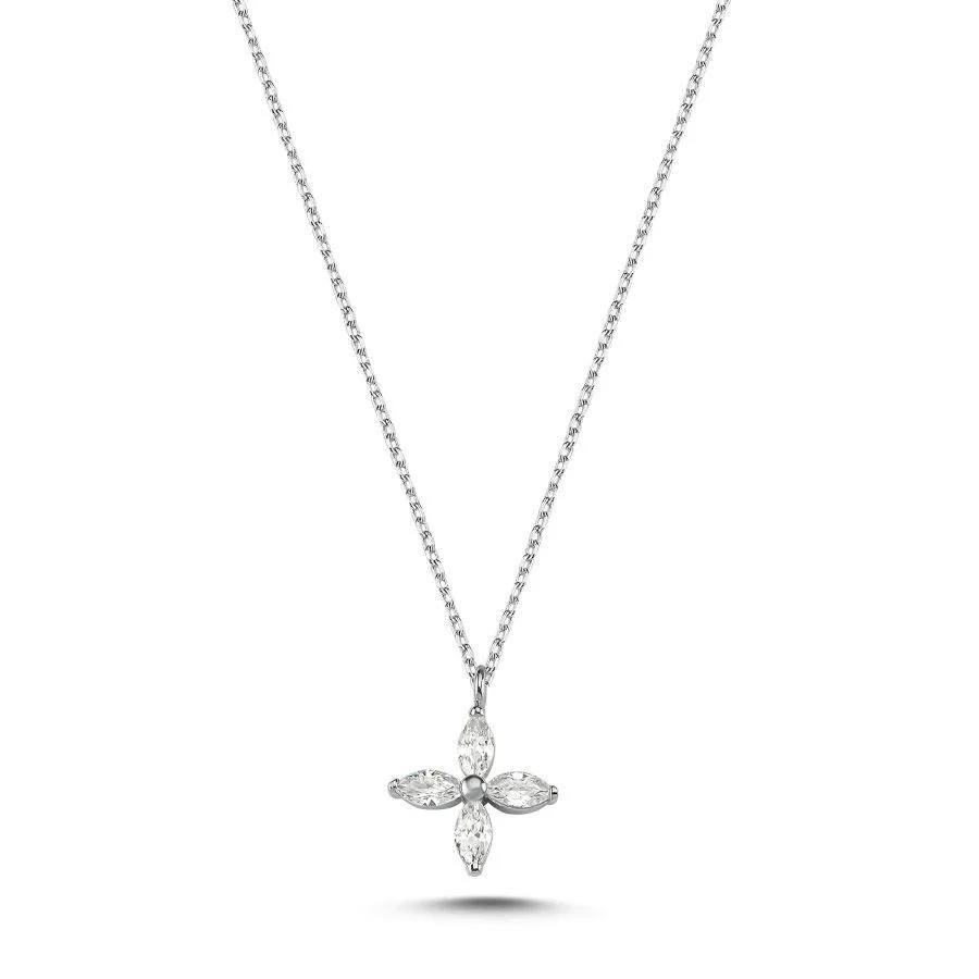 Clover Marquise Silver Women's Necklace - 1