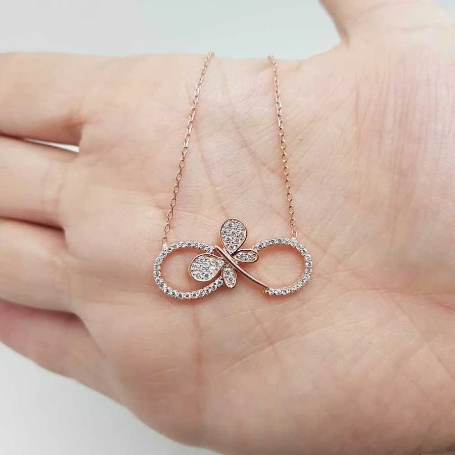 Yusufçuk Sonsuzluk Rose Gümüş Kadın Kolye - 2