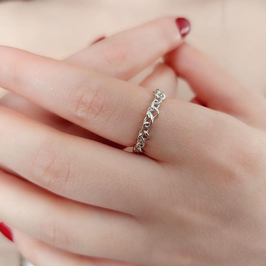 Silver Women's Ring with Chain Figure - CNG Jewels